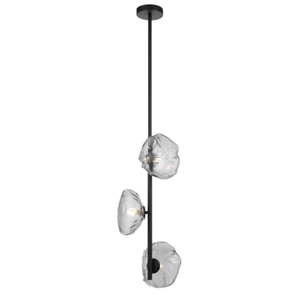 Modern three-light vertical pendant with black finish and smoked glass