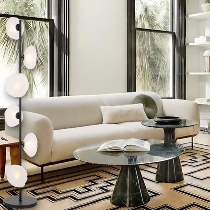 Nancy TFS Floor Lamp 1600mm High in Black and Frost Glass