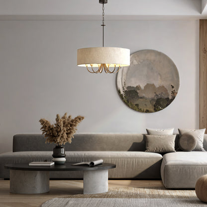 Noraton TFS 6LT PENDANT 6x25wE14max D700 H650 chain 2M DARK NICKEL MATT/ IVORY LINEN