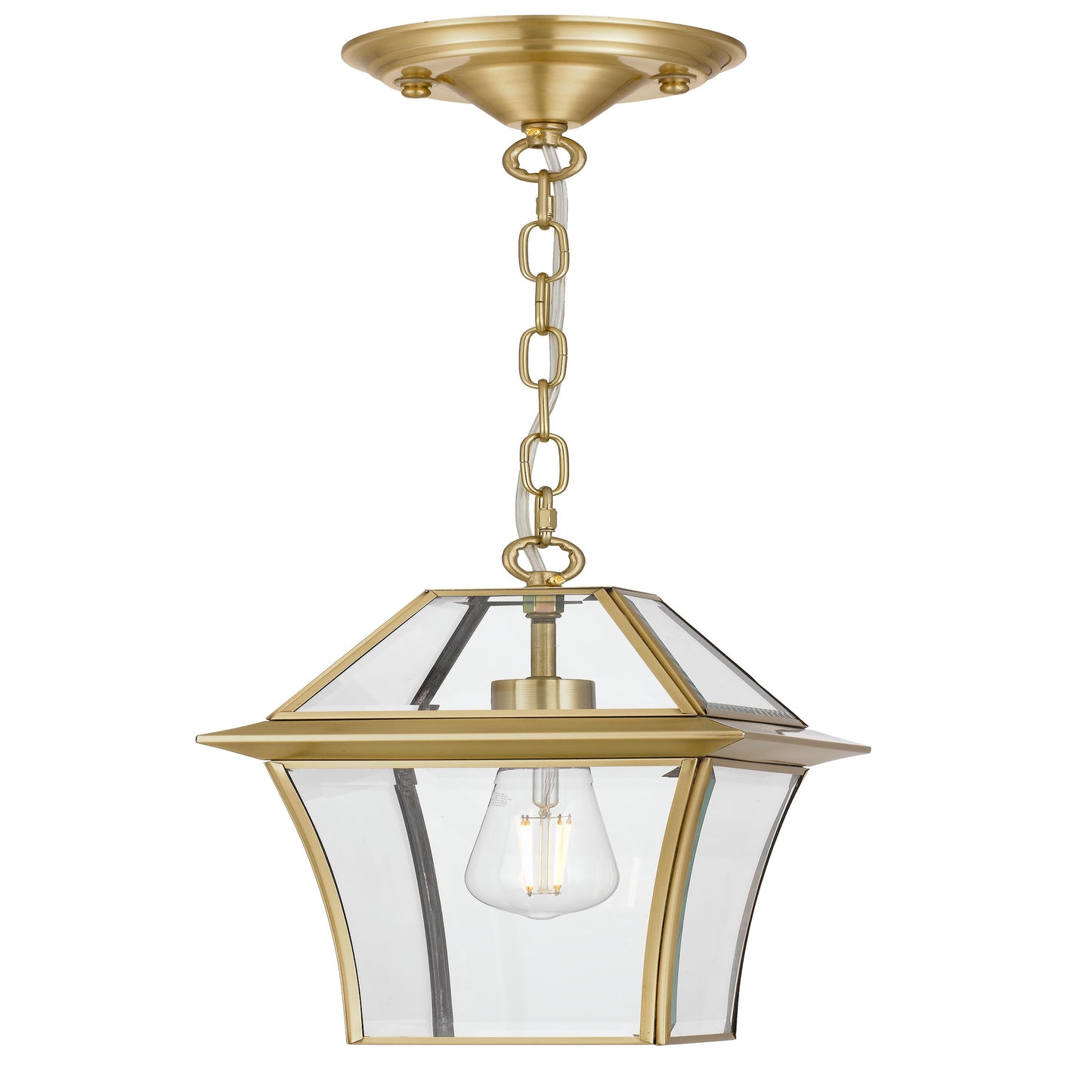 RYE PE20-BRS Brass & Clear Glass Pendant Light