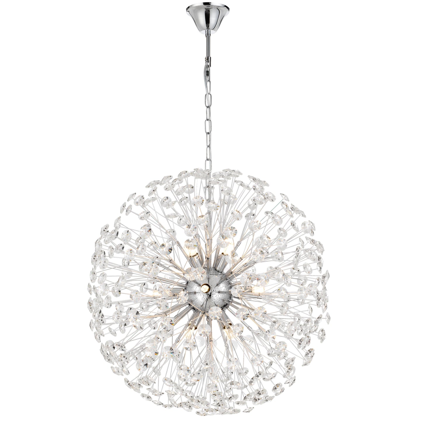 TFS 12LT PENDANT 12x6wG9max D:600 CHAIN 2M CRYSTAL H: 240 CHROME / CLEAR