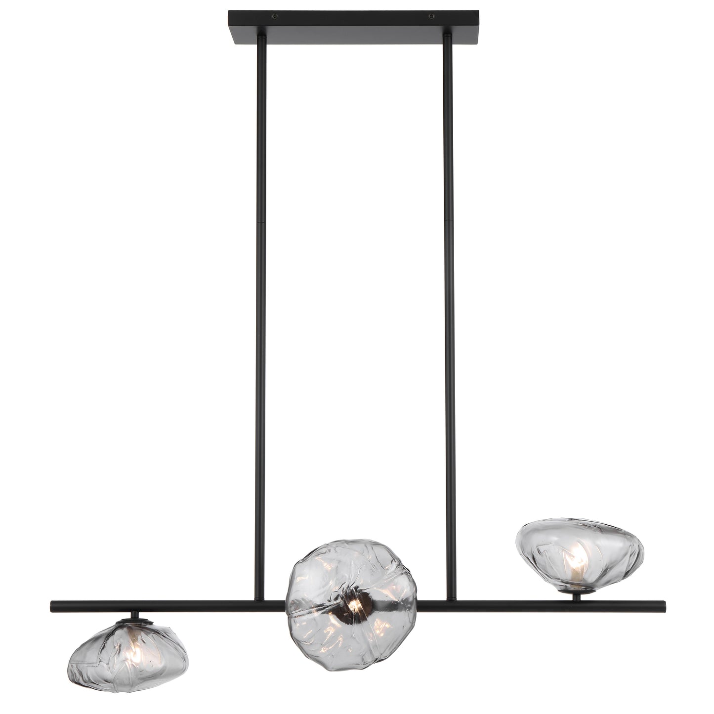 Black Antibes pendant light with three smoked glass shades