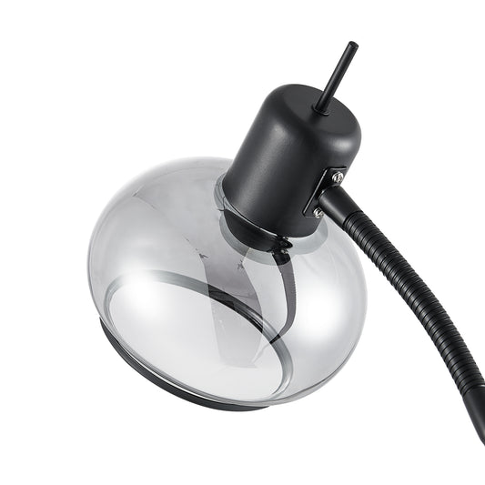TFS FLOOR LAMP 25wE27max L:560 W:250 H:1350 TOGGLE SWT BLACK MATT/ SMOKE GLASS