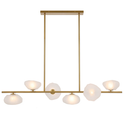 Modern Versailles pendant light with six G9 lights and gold frame
