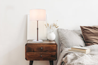 TFS TABLE LAMP 25wE27max H:550max D:300 inline switch WHITE MARBLE / BRONZE / IVORY