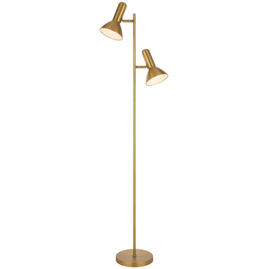 TFS 2LT FLOOR LAMP 2x25wE27max L240 W420 H1610 ON/OFF SWT ON HEAD BRASS MATT