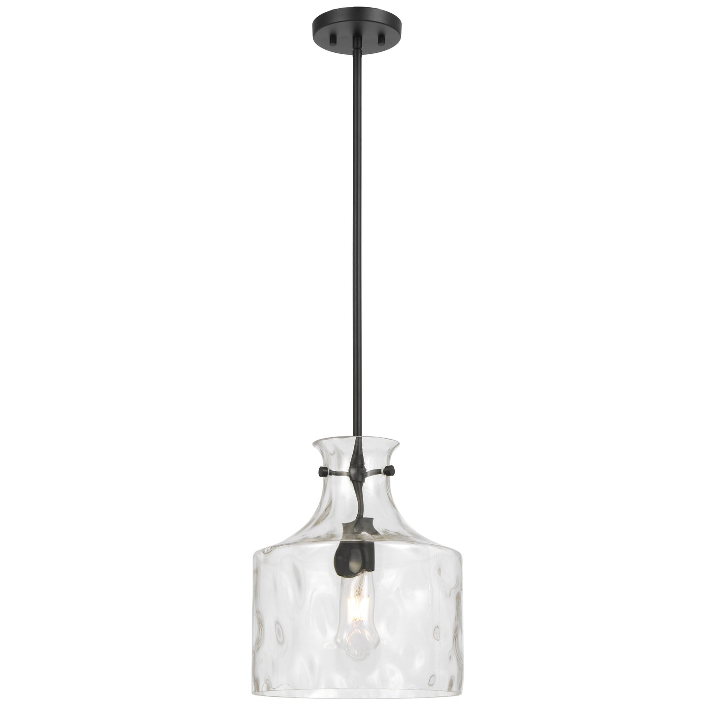 Altowood TFS 1LT PENDANT 25wE27max D:280 H:330 ROD 1.5m BLACK MATT/ CLEAR WATER STREAK