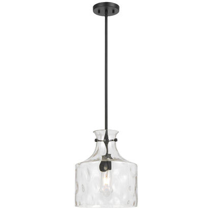 Altowood TFS 1LT PENDANT 25wE27max D:280 H:330 ROD 1.5m BLACK MATT/ CLEAR WATER STREAK