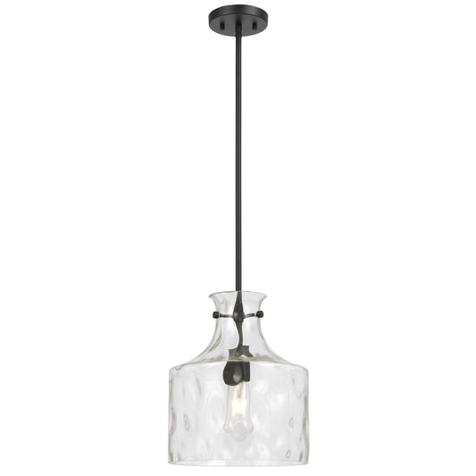 Altowood TFS 1LT PENDANT 25wE27max D:280 H:330 ROD 1.5m BLACK MATT/ CLEAR WATER STREAK