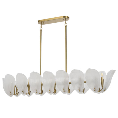 TFS 16LT RECTANGLE PENDANT 16x25wE14max L:1500 H:300 W300 BRASS / 16pcs FROST GLASS