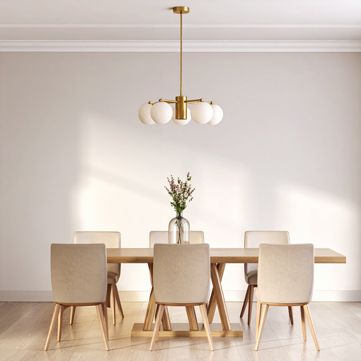TFS 5LT PENDANT 5x25wE27 D:600 H:185 ANTI GOLD & OPAL MATT ROD:2*600+1*300
