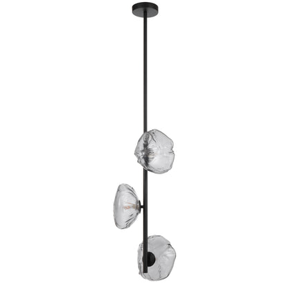 Black Colmar pendant light with three smoke glass shades