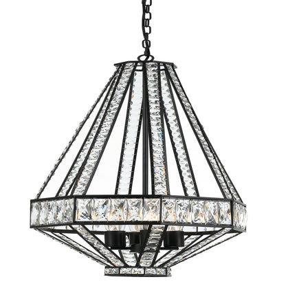 Luxury Arles pendant light with four bulbs and clear crystals