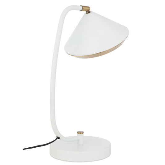 TFS TABLE LAMP 6wG9max L280 W200 H430 inline switch WHITE MATT/YELLOW BRASS