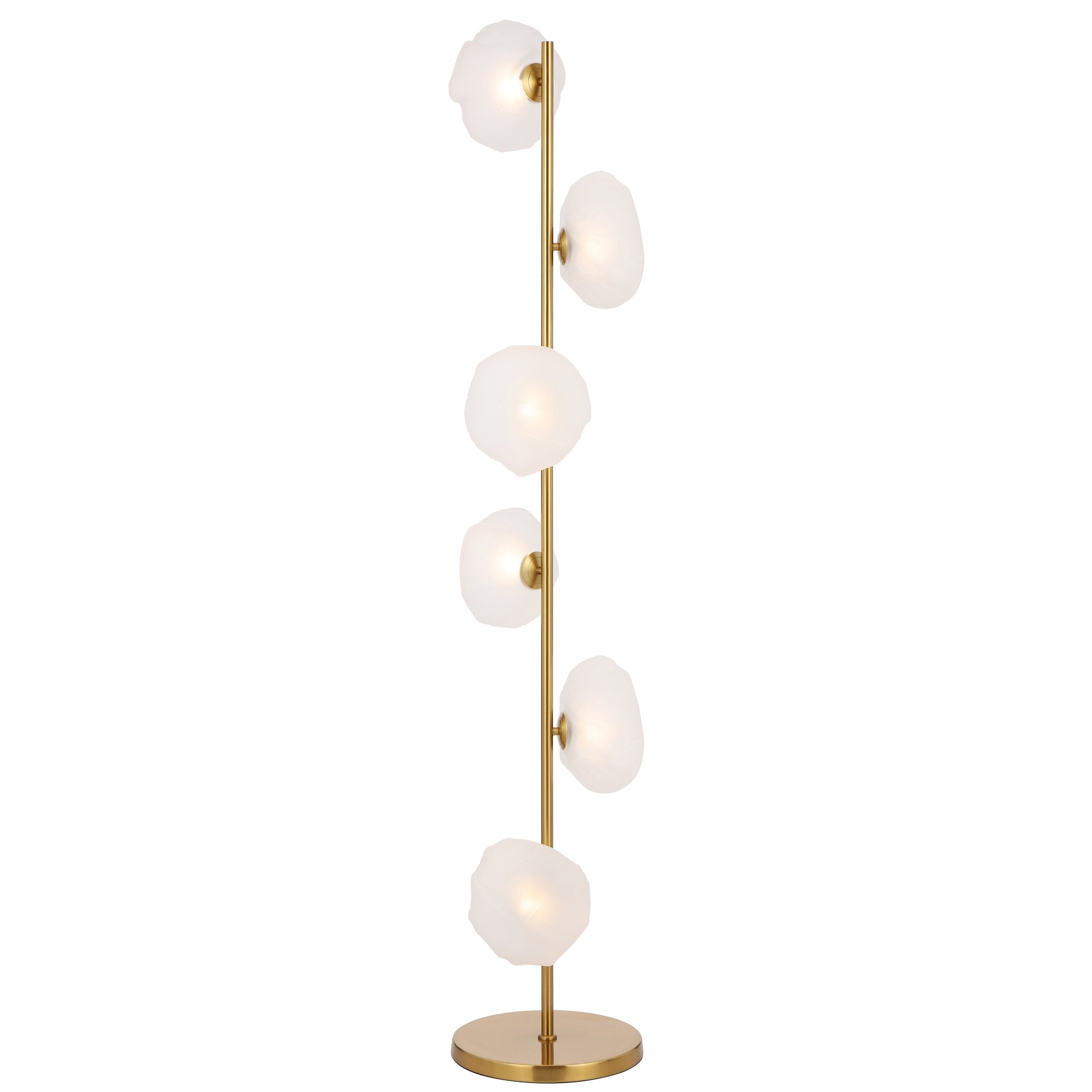 Lille 6-Light Floor Lamp in Antique Gold with Frost Glass