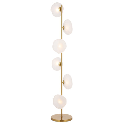 Lille 6-Light Floor Lamp in Antique Gold with Frost Glass
