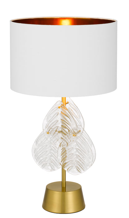 TFS TABLE LAMP 25wE27max D:380 H:700 Inline Switch GOLD / WHITE SHADE