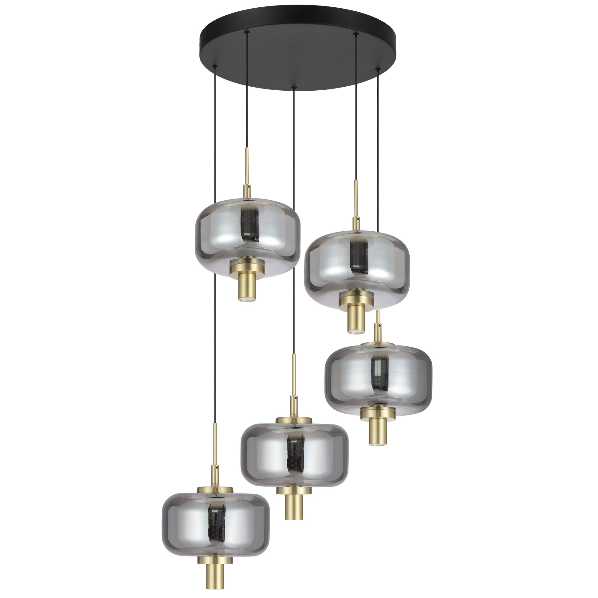 Almeria 5-Light LED Pendant – 3000K Warm White, Gold & Smoke