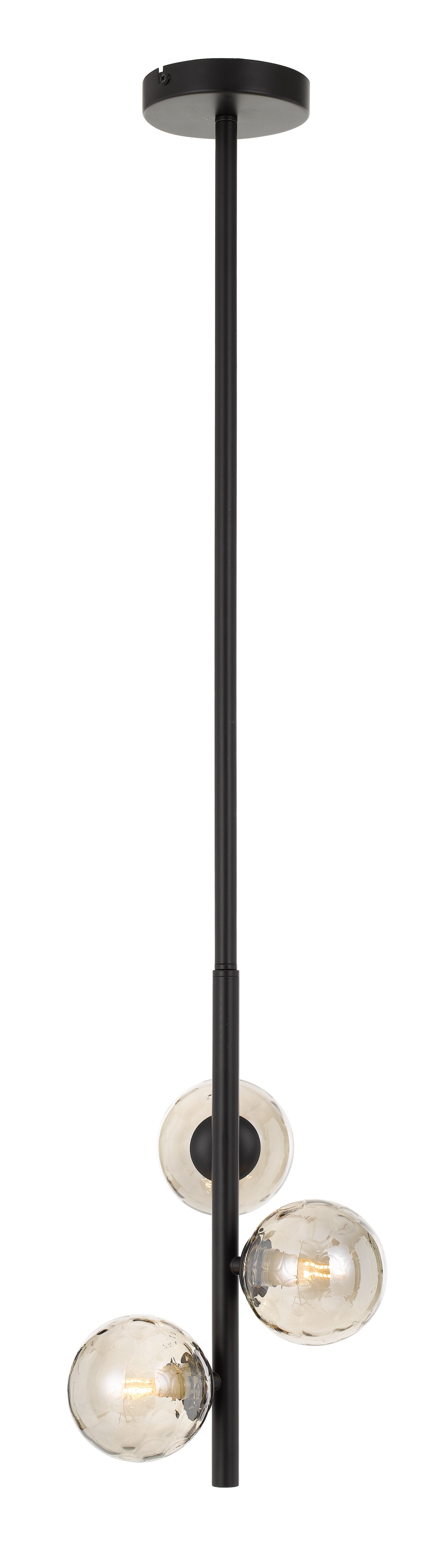 TFS 3 LTS PENDANT 3x6wG9max L:220W:245H:600 ROD:2x6001x300 BLACK FRAME / SMOKE GLASS