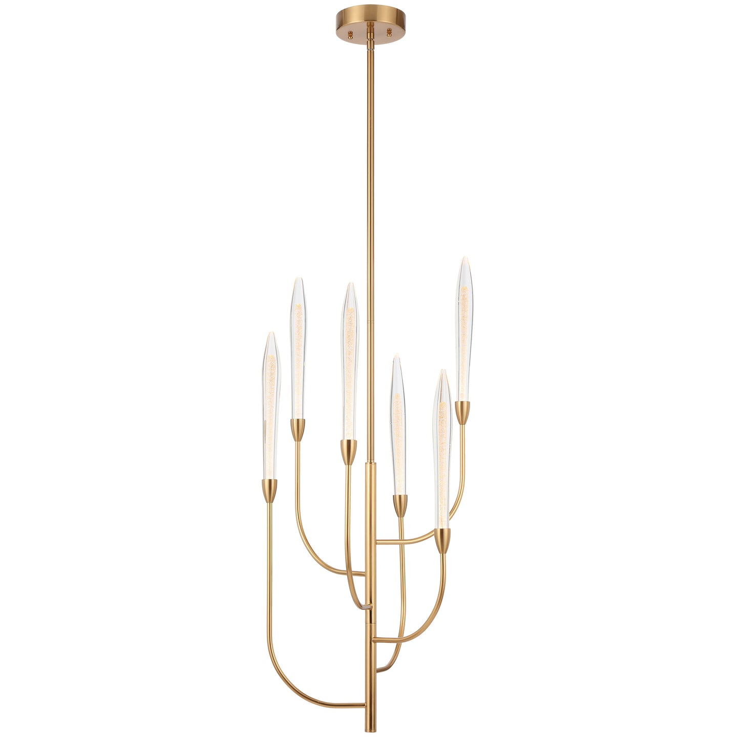 TFS 6 LTS LED PENDANT 6*3wLED 3000K D:500 H:1030 ROD NON-DIM ANT GOLD / CRYSTAL