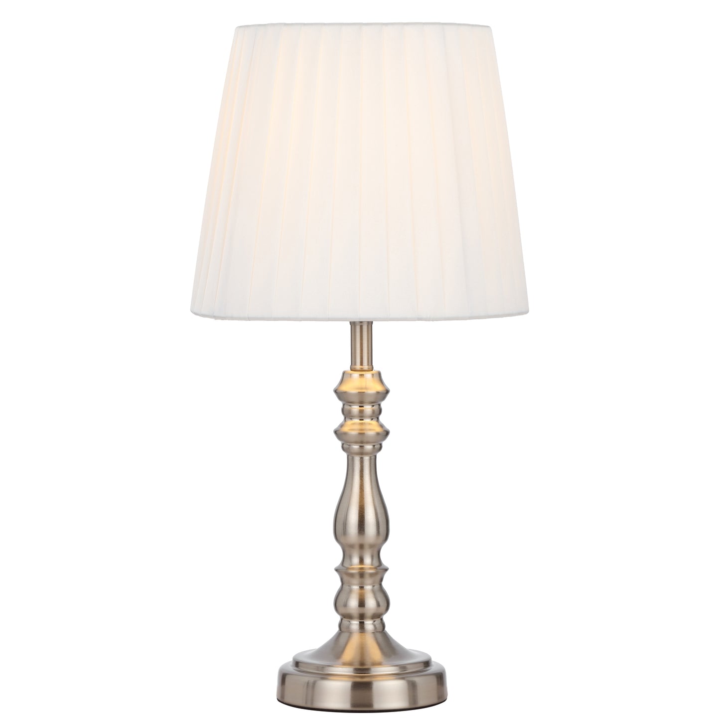 Santander TFS Table Lamp with Inline Switch – Nickel & Ivory Shade