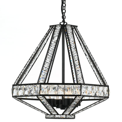 Arles four-light pendant in oiled bronze with clear crystals