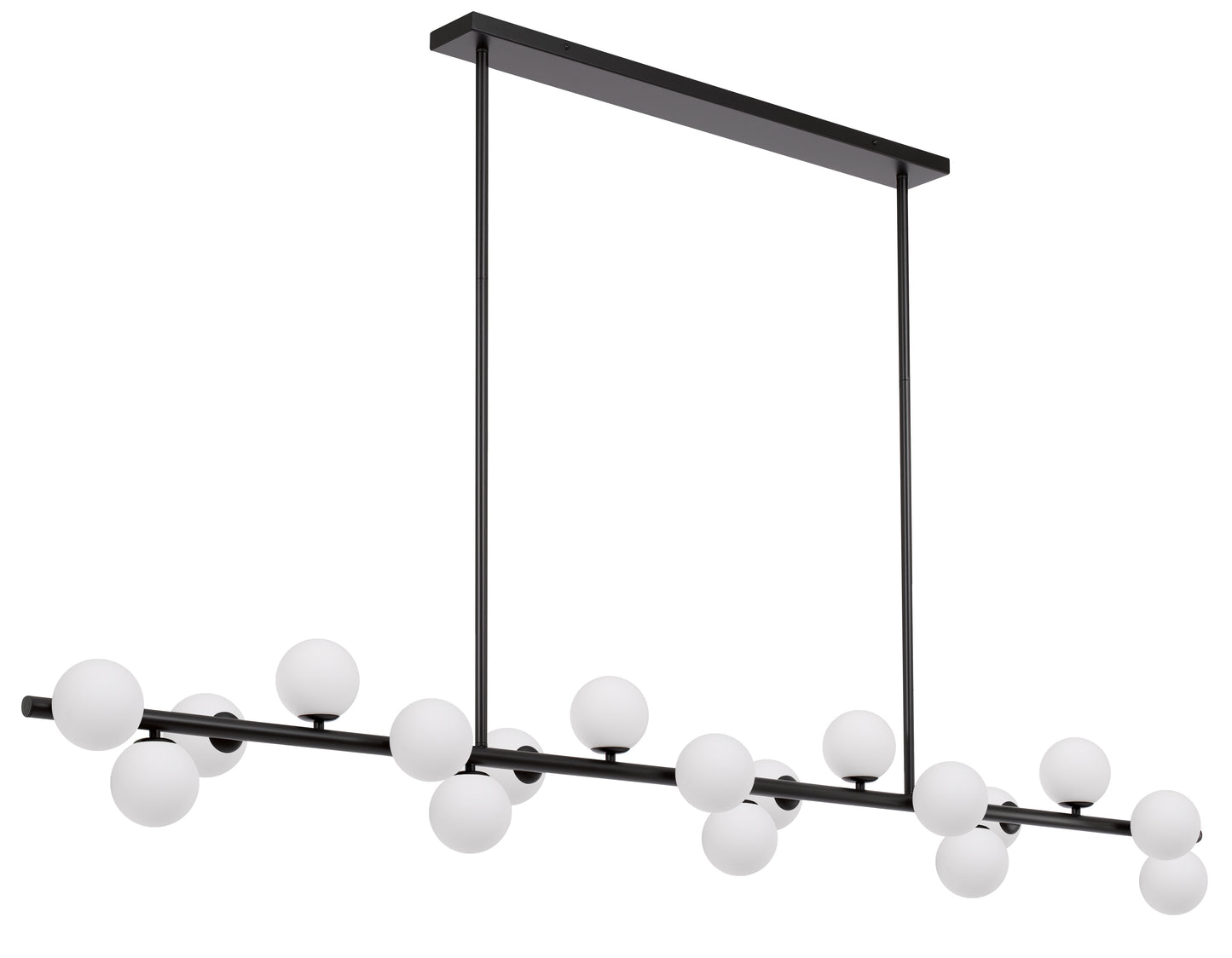 TFS 18 LTS PENDANT 18x6wG9mx L2000 W243 H245 ROD:2x6001x300 BLACK FRAME/OPAL GLASS