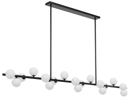 TFS 18 LTS PENDANT 18x6wG9mx L2000 W243 H245 ROD:2x6001x300 BLACK FRAME/OPAL GLASS
