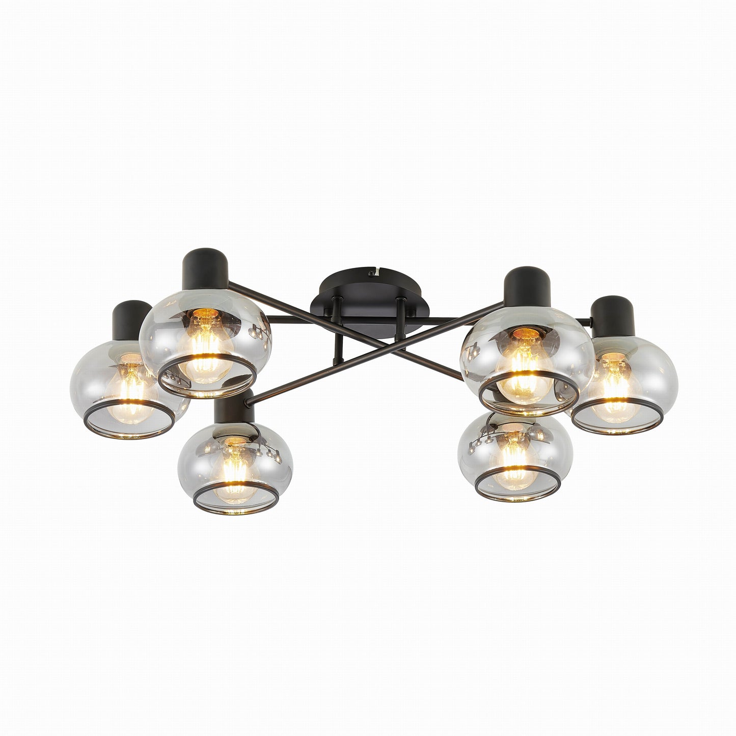 TFS 6 LT CTC 6x25wE27max L:700 W:430 H:190 BLACK MATT/ SMOKE GLASS
