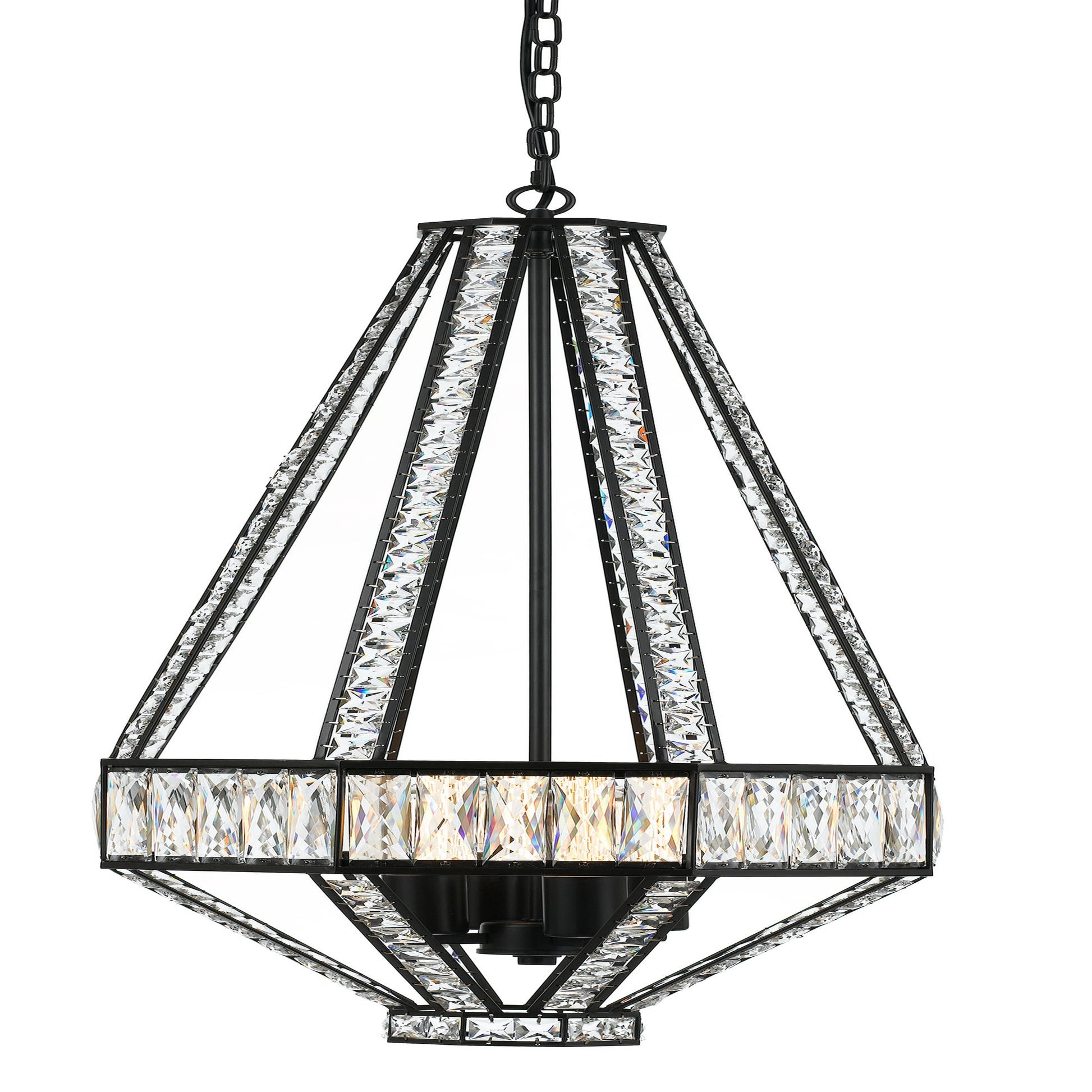 Oiled bronze four-light pendant with elegant crystal detailing