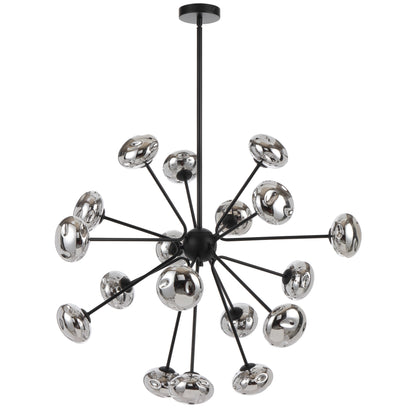 Alba TFS 18LT PENDANT 18x6wG9max D900 H650 ROD:2*600+1*300 BLACK MATT/MIRROR GLASS