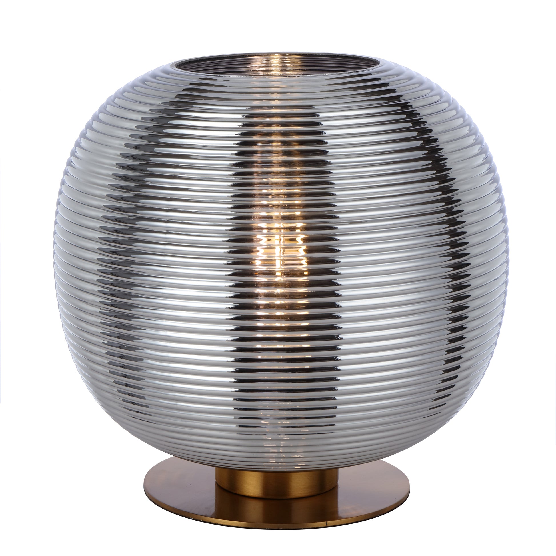 Vigo TFS Table Lamp – Antique Gold Base & Chrome Glass