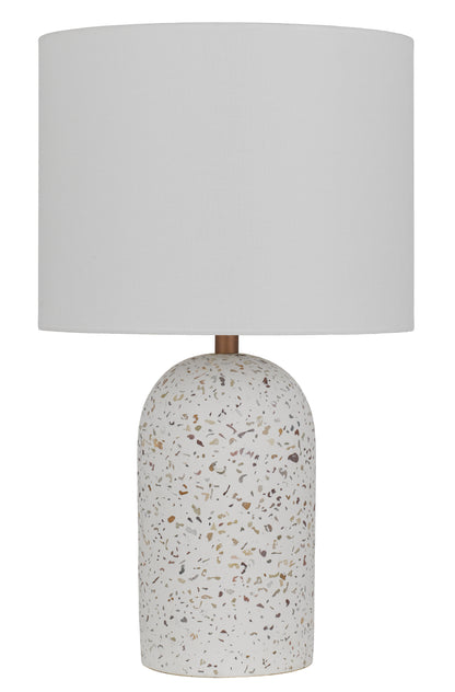 TFS MED TABLE LAMP 25wE27max D:300 H:500 inline Swtch WHITE TERRAZZO / IVORY LINEN