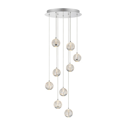TFS 9 LTS PENDANT 9x5wLED 3000K D:400 2490Lm CAB.3m ( D:90 H:85) CHROME/BUBBLE GLASS