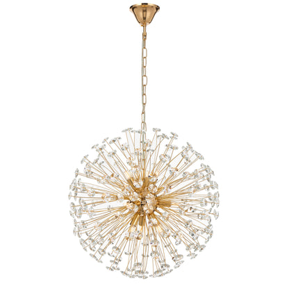 Tarragona TFS 9 LT PENDANT 9x6wG9max D:500 CHAIN 2M CRYS H200 GOLD / CLEAR