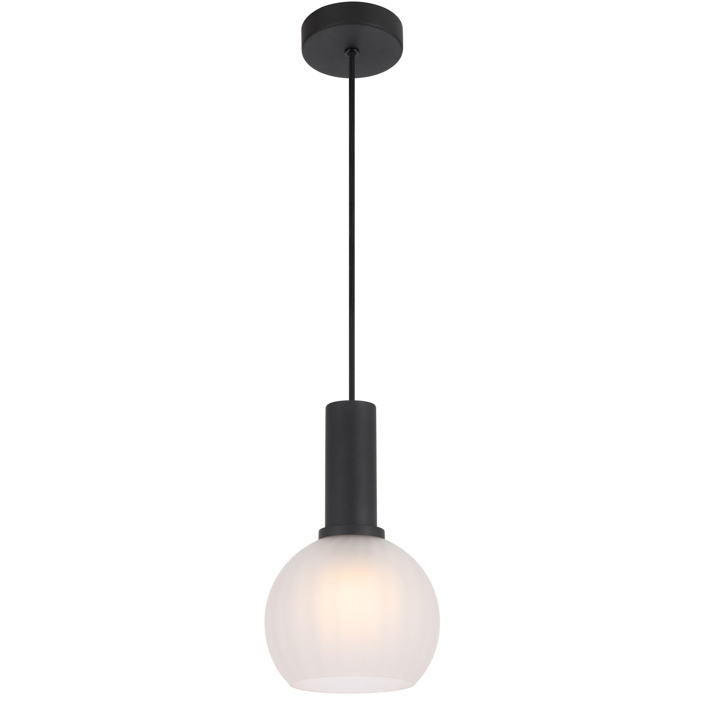 TFS 15CM PENDANT 25wE27max D150 H235 cab 2m BLACK / FROST GLASS