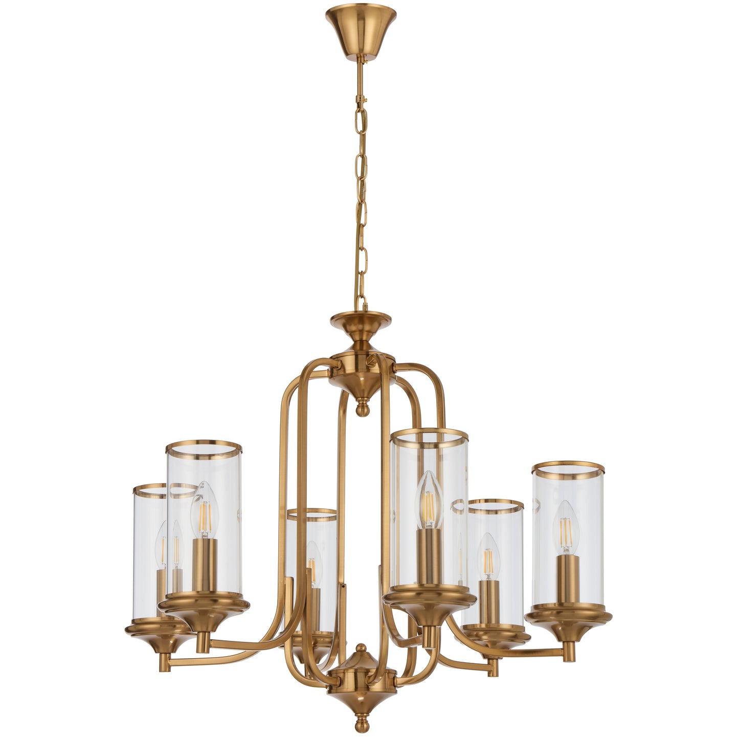 Barcelona TFS 6LT PENDANT 6X25wE14max D640 H540 chain 2m COPPER / CLEAR GLASS