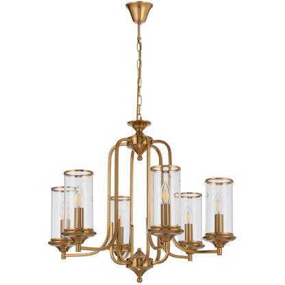 Barcelona TFS 6LT PENDANT 6X25wE14max D640 H540 chain 2m COPPER / CLEAR GLASS