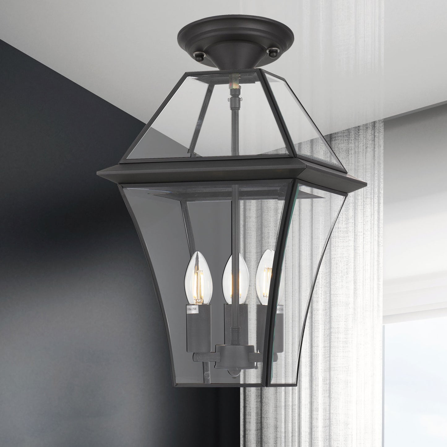 TFS 27 PENDANT 25wE14max L:275 H:400 - IP43 BLACK/CLEAR ROD:300mm + CHAIN:1000