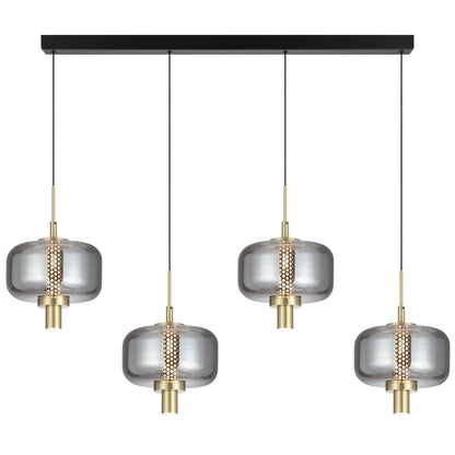 Cadiz 4-Light LED Bar Pendant – 3000K, Gold & Smoke