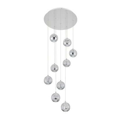 TFS 9 LTS PENDANT 9x5wLED 3000K D:400 2490Lm CAB.3m ( D:90 H:85) CHROME/BUBBLE GLASS