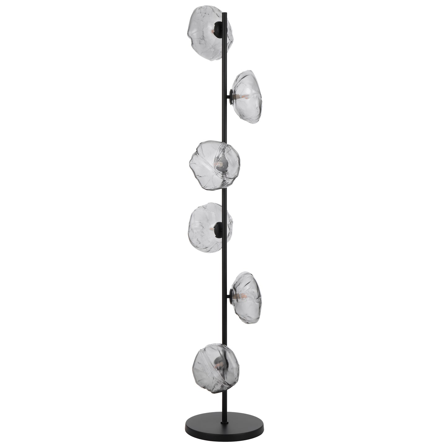 Reims six-light floor lamp with black frame and smoke glass