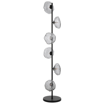 Reims six-light floor lamp with black frame and smoke glass