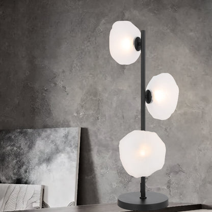 Modern Chamonix table lamp with three G9 lights and gold finish