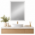 Frameless Rectangle LED Bathroom Mirror Anti Fog Dimmable Touch