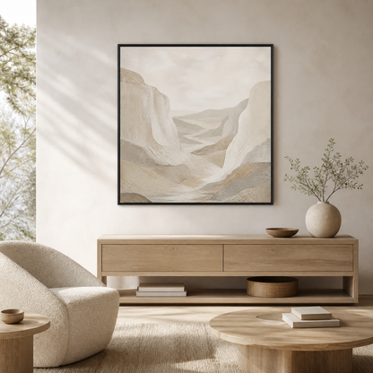 Limestone Valley black floating frame canvas
