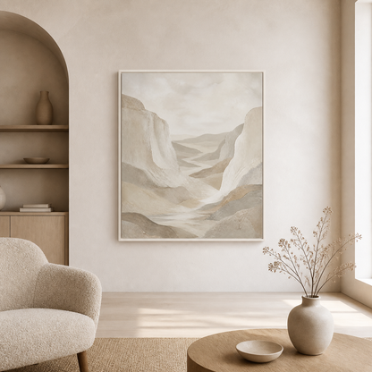 Limestone Valley white floating frame canvas