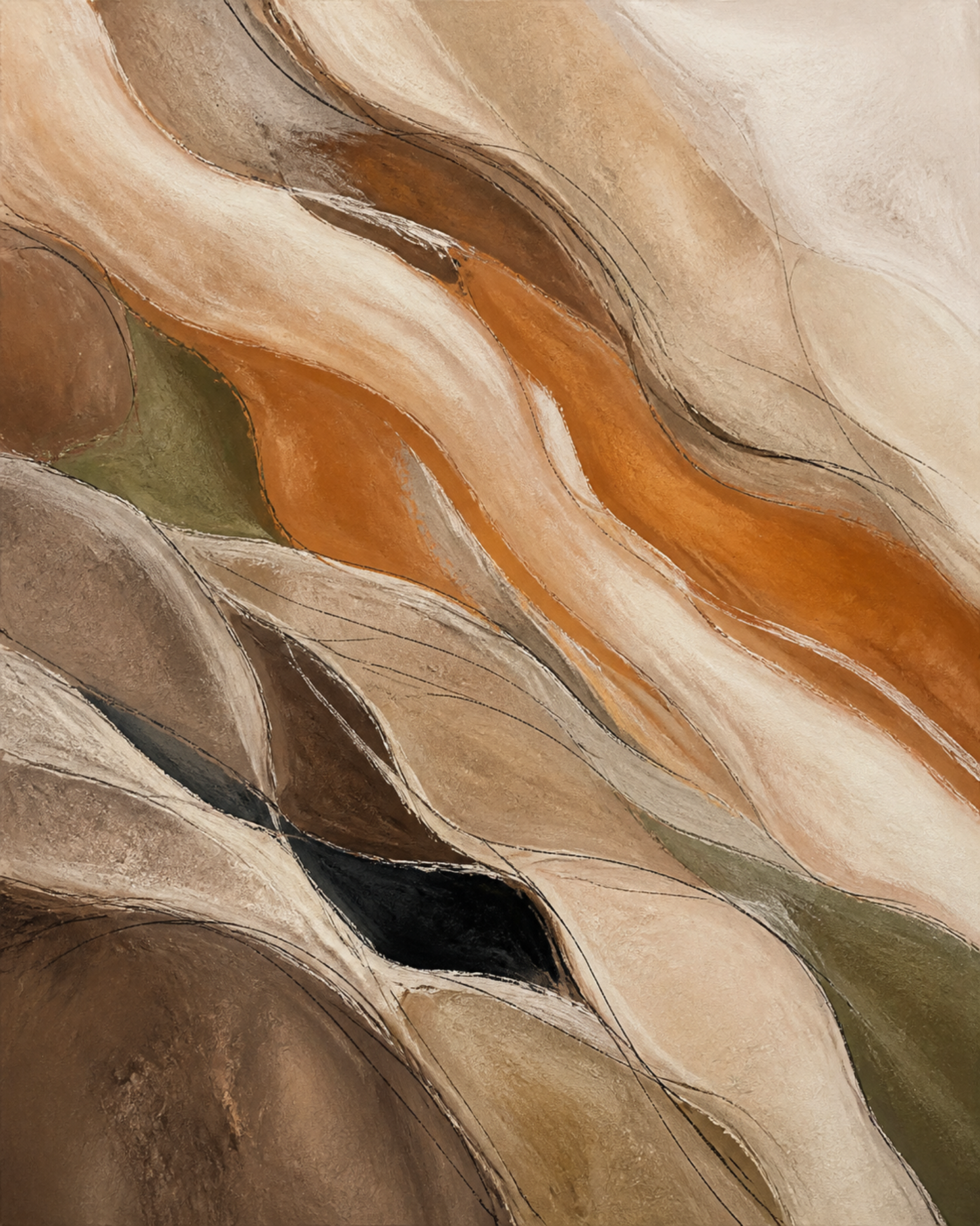 Ochre Current artwork formatted for 40 by 50 centimetre canvas