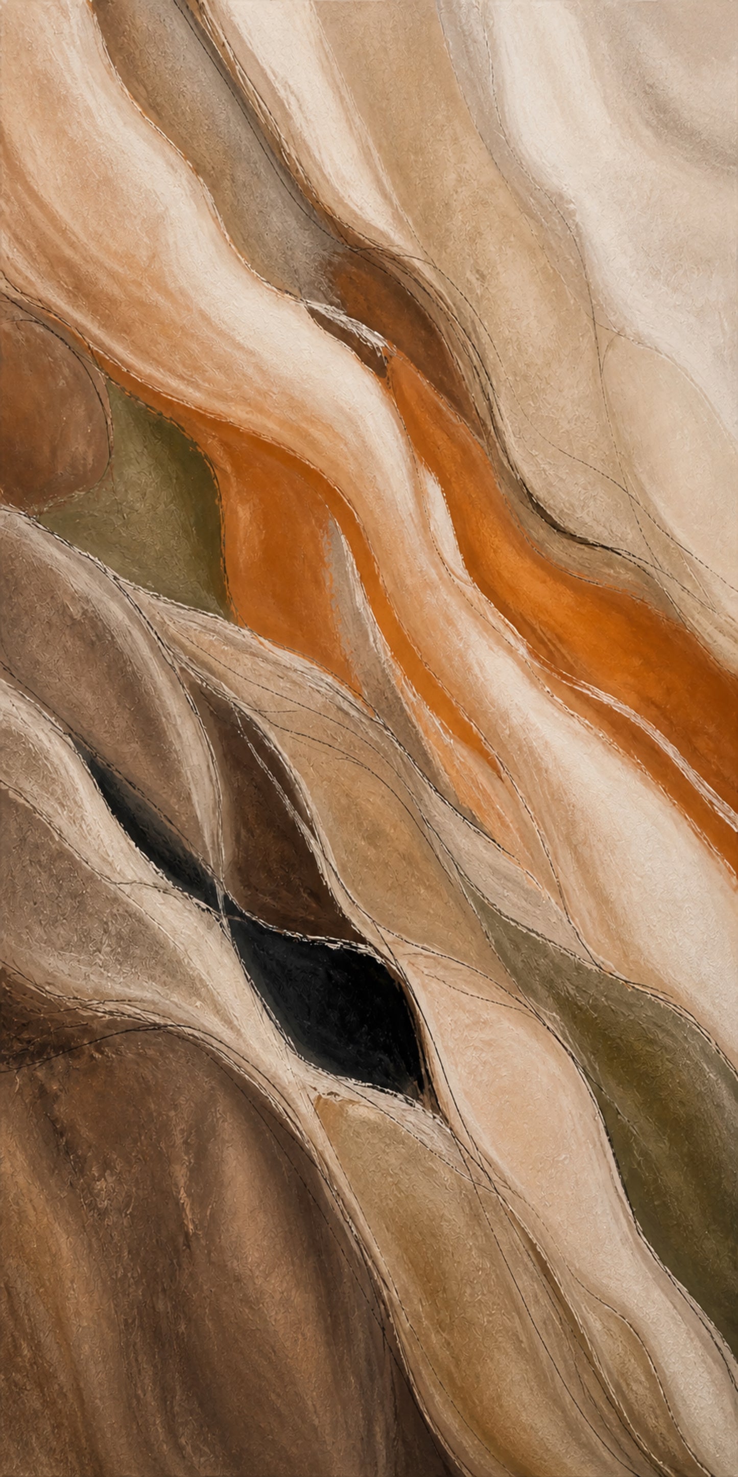 Ochre Current artwork formatted for 60 by 120 centimetre canvas