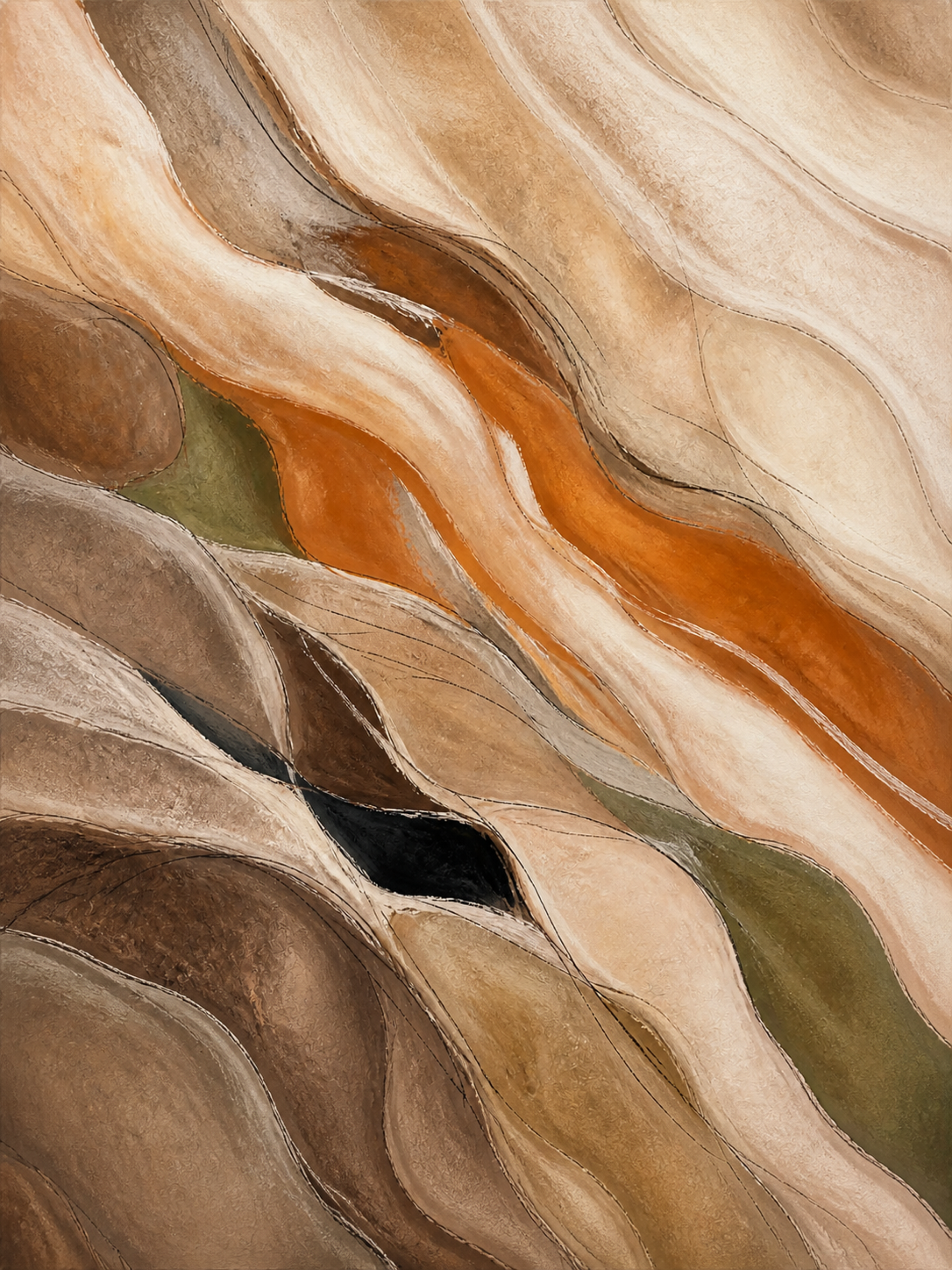 Ochre Current artwork formatted for 60 by 80 centimetre canvas